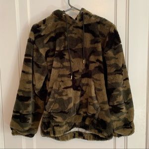 Fuzzy camo hoodie